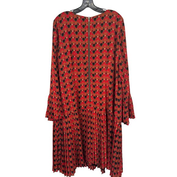 The Limited  Red Black Geometric Pleated bell Sleeve Dress Womens 20W plus - Picture 9 of 14